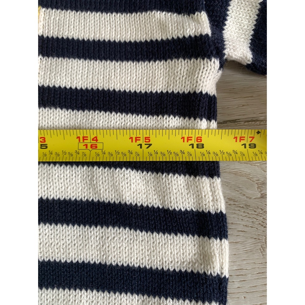 LOFT Womens Navy White Striped Sun Graphic Cotton Knit Sweater Size S 496772 - Picture 3 of 8